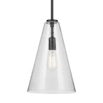 Everly Cone Pendant - Black / Clear Seeded