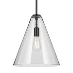 Everly Cone Pendant - Black / Clear
