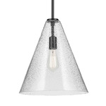 Everly Cone Pendant - Black / Clear Seeded
