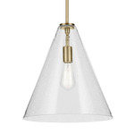 Everly Cone Pendant - Natural Brass / Clear Seeded