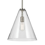 Everly Cone Pendant - Brushed Nickel / Clear
