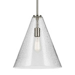Everly Cone Pendant - Brushed Nickel / Clear Seeded