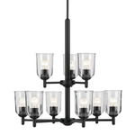 Shailene Two Tier Chandelier - Black / Clear
