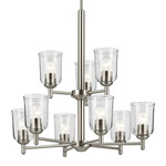 Shailene Two Tier Chandelier - Brushed Nickel / Clear