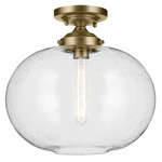 Avery Semi-Flush Ceiling Light - Natural Brass / Clear Seeded