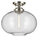 Avery Semi-Flush Ceiling Light - Brushed Nickel / Clear Seeded