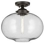 Avery Semi-Flush Ceiling Light - Olde Bronze / Clear Seeded