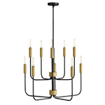 Austen Tiered Chandelier - Black / Brass