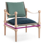 Twain Low Armchair - Natural / Sage Back / Blue Stripe Seat / Purple Belt
