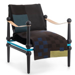 Twain Low Armchair with Quilt - Black / Blue Quilt