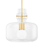 Lumi Drum Pendant - Aged Brass / Clear