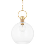 Catrine Pendant - Aged Brass / Clear