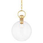 Catrine Pendant - Aged Brass / Clear