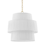 Rya Pendant - Aged Brass / White