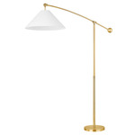 Birdie Floor Lamp - Aged Brass / White