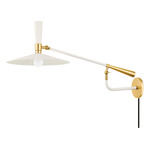 Milena Swing-Arm Plug-In Wall Sconce - Aged Brass / Cream / Cream