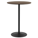 Soft Round Cafe Table - Dark Oak + Black