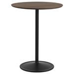 Soft Round Cafe Table - Dark Oak + Black