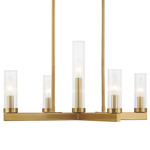 Carina Chandelier - Warm Brass / Clear Ribbed