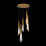 Solitude Color-Select Round Multi Light Pendant - Aged Brass / Optic Haze Quartz