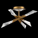 Solitude Color-Select Semi Flush Ceiling Light - Aged Brass / Optic Haze Quartz