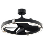 Atomic Smart Color-Select Ceiling Fan with Light - Brushed Metal / Black Leather