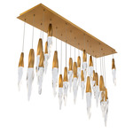 Kindjal Color-Select Linear Multi Light Pendant - Aged Brass / Crystal