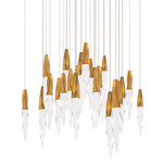 Kindjal Color-Select Square Multi Light Pendant - Aged Brass / Crystal
