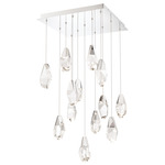 Martini Color-Select Square Multi Light Pendant - Polished Nickel / Optic Crystal