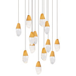 Martini Color-Select Square Multi Light Pendant - Aged Brass / Optic Haze Quartz