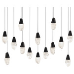 Martini Color-Select Linear Multi Light Pendant - Black / Optic Haze Quartz