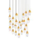 Martini Color-Select Square Multi Light Pendant - Aged Brass / Optic Haze Quartz