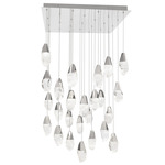 Martini Color-Select Square Multi Light Pendant - Polished Nickel / Optic Haze Quartz