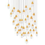Martini Color-Select Square Multi Light Pendant - Aged Brass / Optic Haze Quartz