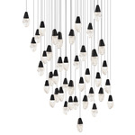 Martini Color-Select Square Multi Light Pendant - Black / Optic Haze Quartz