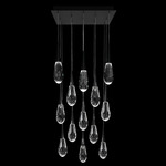 Hibiscus Color-Select Square Multi-Light Pendant - Black / Crystal
