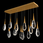 Hibiscus Color-Select Linear Multi-Light Pendant - Aged Brass / Crystal