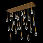 Hibiscus Color-Select Linear Multi-Light Pendant - Aged Brass / Crystal
