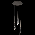 Solitude Color-Select Round Multi Light Pendant - Antique Nickel / Optic Haze Quartz