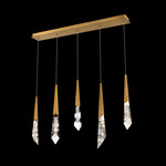 Solitude Color-Select Linear Multi Light Pendant - Aged Brass / Optic Haze Quartz