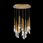 Solitude Color-Select Round Multi Light Pendant - Aged Brass / Optic Haze Quartz
