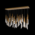 Solitude Color-Select Linear Multi Light Pendant - Aged Brass / Optic Haze Quartz