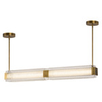 Alai Linear Pendant - Vintage Brass / Clear Ribbed