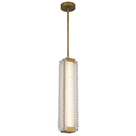 Alai Pendant - Vintage Brass / Clear Ribbed