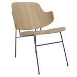 Penguin Upholstered Lounge Chair - Black / Natural Oak / Beige Baru