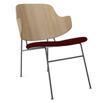 Penguin Upholstered Lounge Chair - Black / Natural Oak / Red Baru