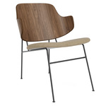 Penguin Upholstered Lounge Chair - Black / Walnut / Beige Baru