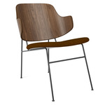 Penguin Upholstered Lounge Chair - Black / Walnut / Gold Baru
