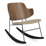 Penguin Upholstered Rocking Chair - Black / Walnut / Beige Baru