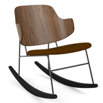 Penguin Upholstered Rocking Chair - Black / Walnut / Gold Baru